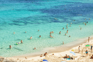 People swimming on a beach